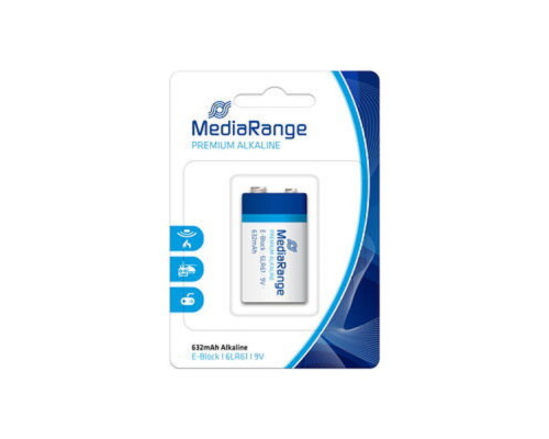 Батарейка MediaRange Premium Alkaline, E-Block, 6LR61, 9 V, 1шт.MRBAT107 Батарейка MediaRange Premium Alkaline, E-Block, 6LR61, 9 V, 1шт.MRBAT107