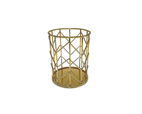 Pahar pentru pixuri, metal, rotund, auriu S11-3 (100)