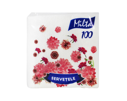 Салфетки бумажные, Milta, 1слой, 24х24, 100 шт (белые) (30)