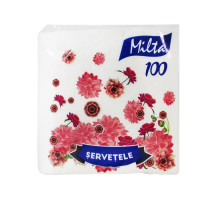 Servetele de hartie, Milta, 1 pliu, 24x24, 100 buc (albe) (30)