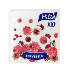 Servetele de hartie, Milta, 1 pliu, 24x24, 100 buc (albe) (30)