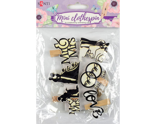 Set de clame decorative "MrsiMrs", 3,5cm, 6buc. Santi 742138