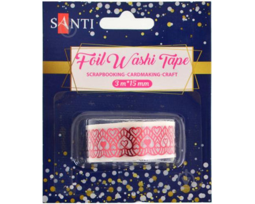 Лента бумажная фольгированная самоклеящаяся "С любовью", красн., 3м, Santi 742378
