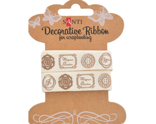 Panglica din bumbac cu desen „Vintage”, 2m, Santi 741316