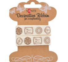 Panglica din bumbac cu desen „Vintage”, 2m, Santi 741316