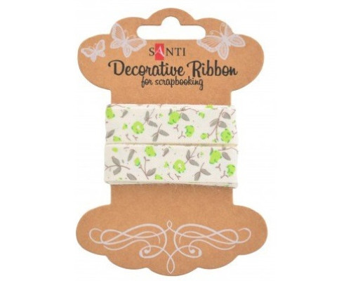 Panglica din bumbac cu desen „Florile Siciliei”, 2m, Santi 741312 Panglica din bumbac cu desen „Florile Siciliei”, 2m, Santi 741312