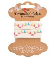 Panglica din bumbac cu desen „Dispoziție de sărbătoare”, 2m, Santi 741326