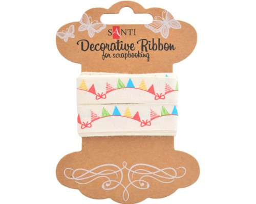 Panglica din bumbac cu desen „Dispoziție de sărbătoare”, 2m, Santi 741326