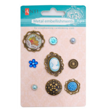 Set de ornamente din metal "Camee albastre" 9buc. Santi 952587