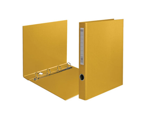645658 Папка-регистратор картон А4, 4 кольца(25мм) желтая PVC 91095