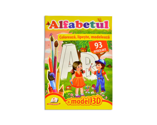 Coloreaza, lipeste, modeleaza. Alfabetul. 93 autocolante A4 N*9023