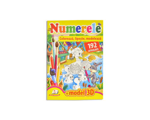 Coloreaza, lipeste, modeleaza. Numerele. 192 autocolante A4 N*9085