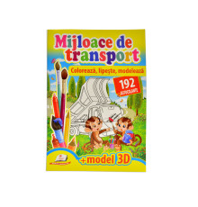 Coloreaza, lipeste, modeleaza. Mijloace de transport. 192 autocolante A4 N*9177