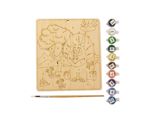 Расскраска по номерам из дерева 170*190 мм "Синий динозавр" N-0008