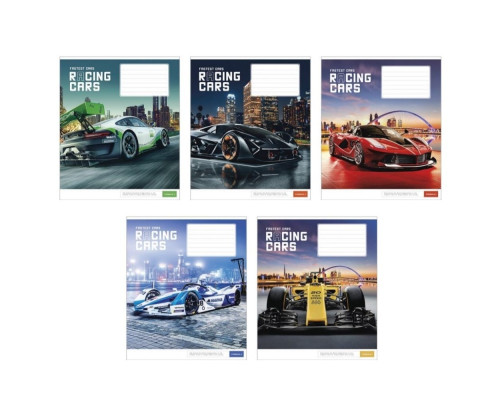 1018719 Caiet 12 file linie mare Школярик "Racing cars" 012-2716L