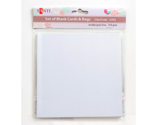 Набор белых перламутровых заготовок для открыток, 15см*15см, 250г/м2, 5шт. 952250