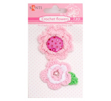 Набор брадсов цветы вязаные розовые, 2 шт 952617