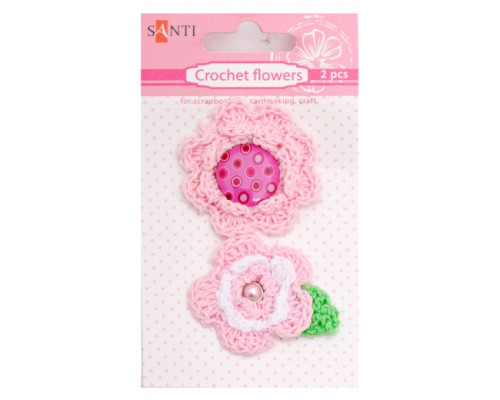 Набор брадсов цветы вязаные розовые, 2 шт 952617