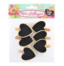 Набор прищепок деревянных "Сердечки", 4.5см, 6шт/уп 740727