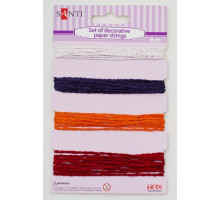 Набор шнуров бумажных декоративных, 4 цвета, 8м/уп., красно-оранжевый 952037