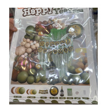 09202 Set "HAPPY NEW YEAR" Green, baloane asorti+ accesorii, XN-279 (10)