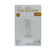 Balon folie, cifra "1" argintie, 80cm (25)