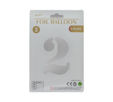 Balon folie, cifra "2" argintie, 80cm (25)