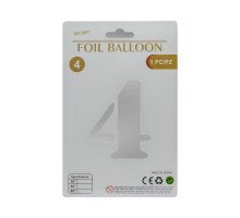 Balon folie, cifra "4" argintie, 80cm (25)