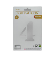 Balon folie, cifra "4" argintie, 80cm (25)