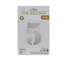 Balon folie, cifra "5" argintie, 80cm (25)
