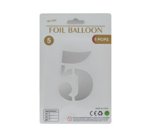 092105 Balon folie, cifra "5" argintie, 80cm (25)