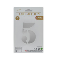 092105 Balon folie, cifra "5" argintie, 80cm (25)