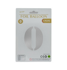 Balon folie, cifra "0" argintie, 80cm (25)