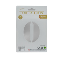 Balon folie, cifra "0" argintie, 80cm (25)
