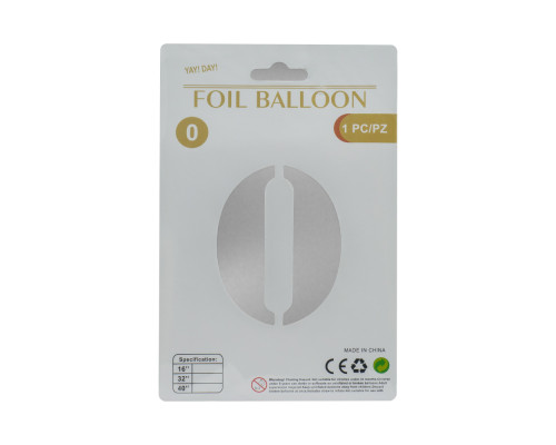 Balon folie, cifra "0" argintie, 80cm (25)