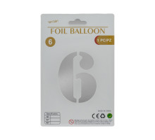 Balon folie, cifra "6" argintie, 80cm (25)