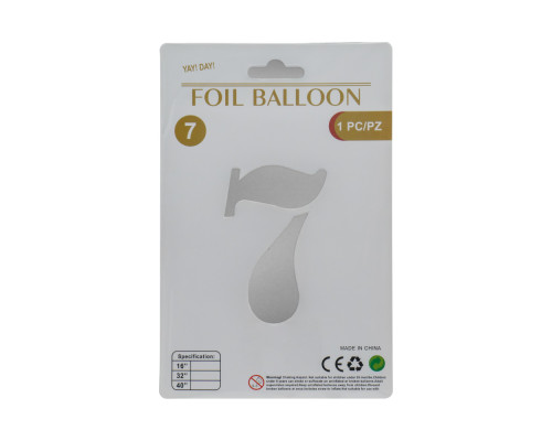 Balon folie, cifra "7" argintie, 80cm (25)