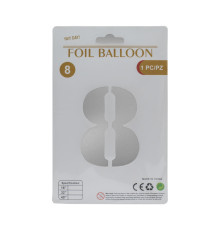 Balon folie, cifra "8" argintie, 80cm (25)