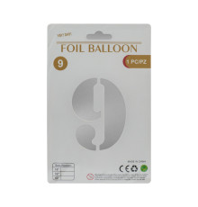 Balon folie, cifra "9" argintie, 80cm (25)