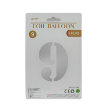 092109 Balon folie, cifra "9" argintie, 80cm (25)