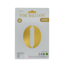 Balon folie, cifra "0" auriu, 80cm (25)