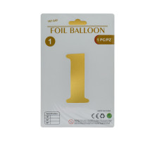 Balon folie, cifra "1" auriu, 80cm (25)