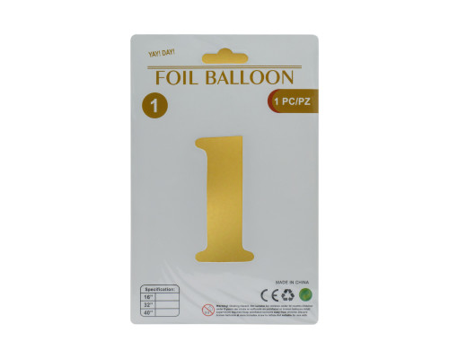 Balon folie, cifra "1" auriu, 80cm (25)
