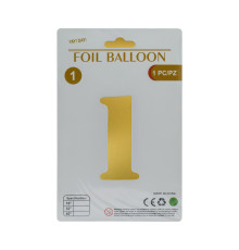 Balon folie, cifra "1" auriu, 80cm (25)