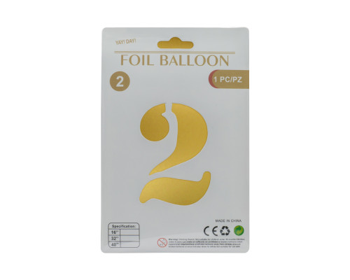 Balon folie, cifra "2" auriu, 80cm (25)