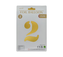 Balon folie, cifra "2" auriu, 80cm (25)