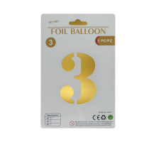 Balon folie, cifra "3" auriu, 80cm (25)