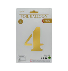 Balon folie, cifra "4" auriu, 80cm (25)