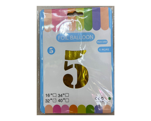 Balon folie, cifra "5" auriu, 80cm (25)