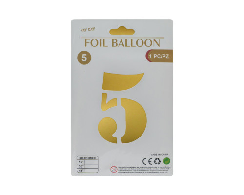 Balon folie, cifra "5" auriu, 80cm (25)